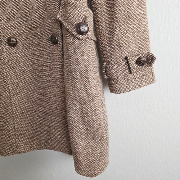Zara Wool Brown Double-Breasted Peacoat - Picture 5 of 12